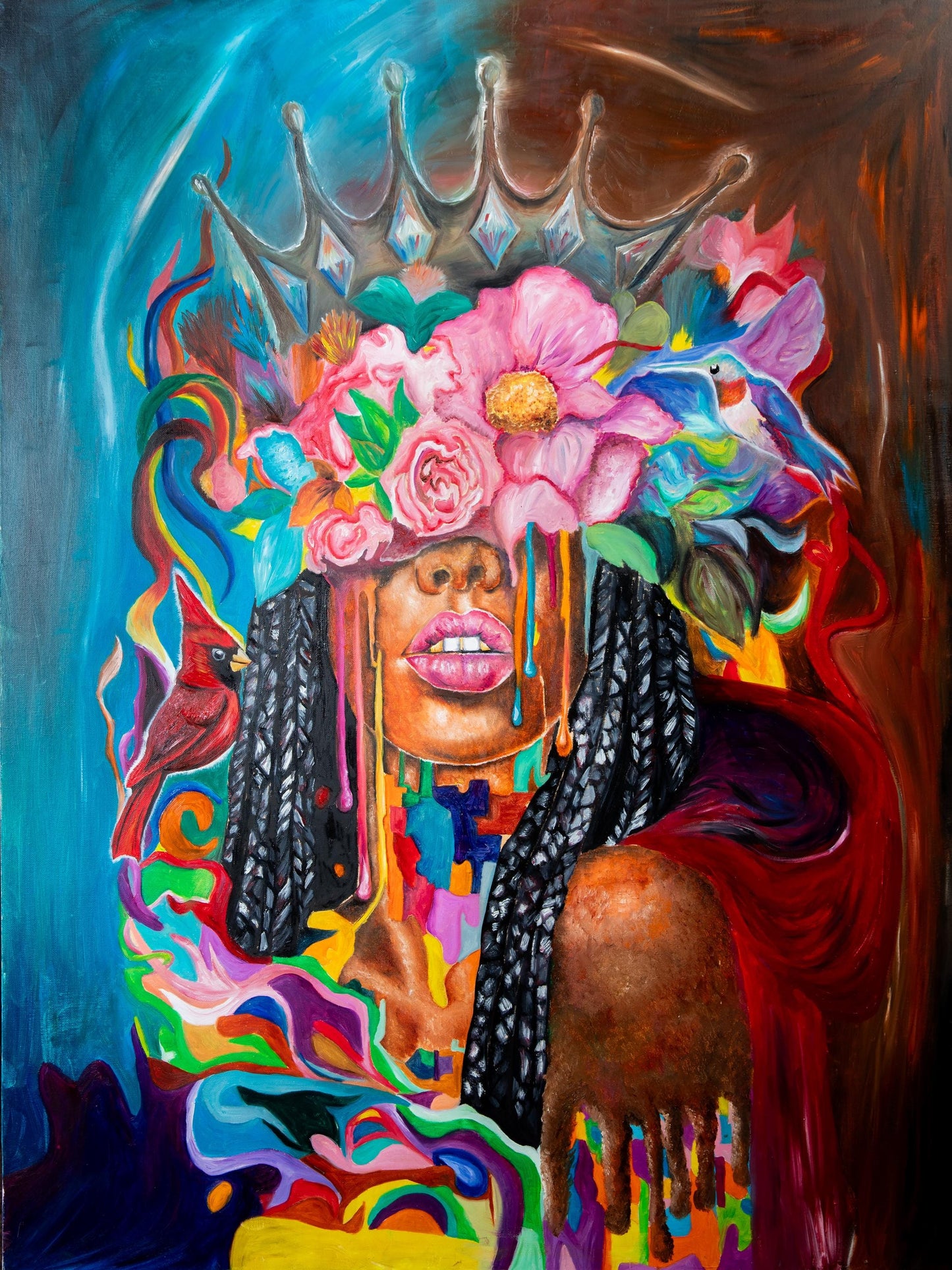 Afrocentric Black Queen Art Print | Crowned Woman Portrait (Digital Download)