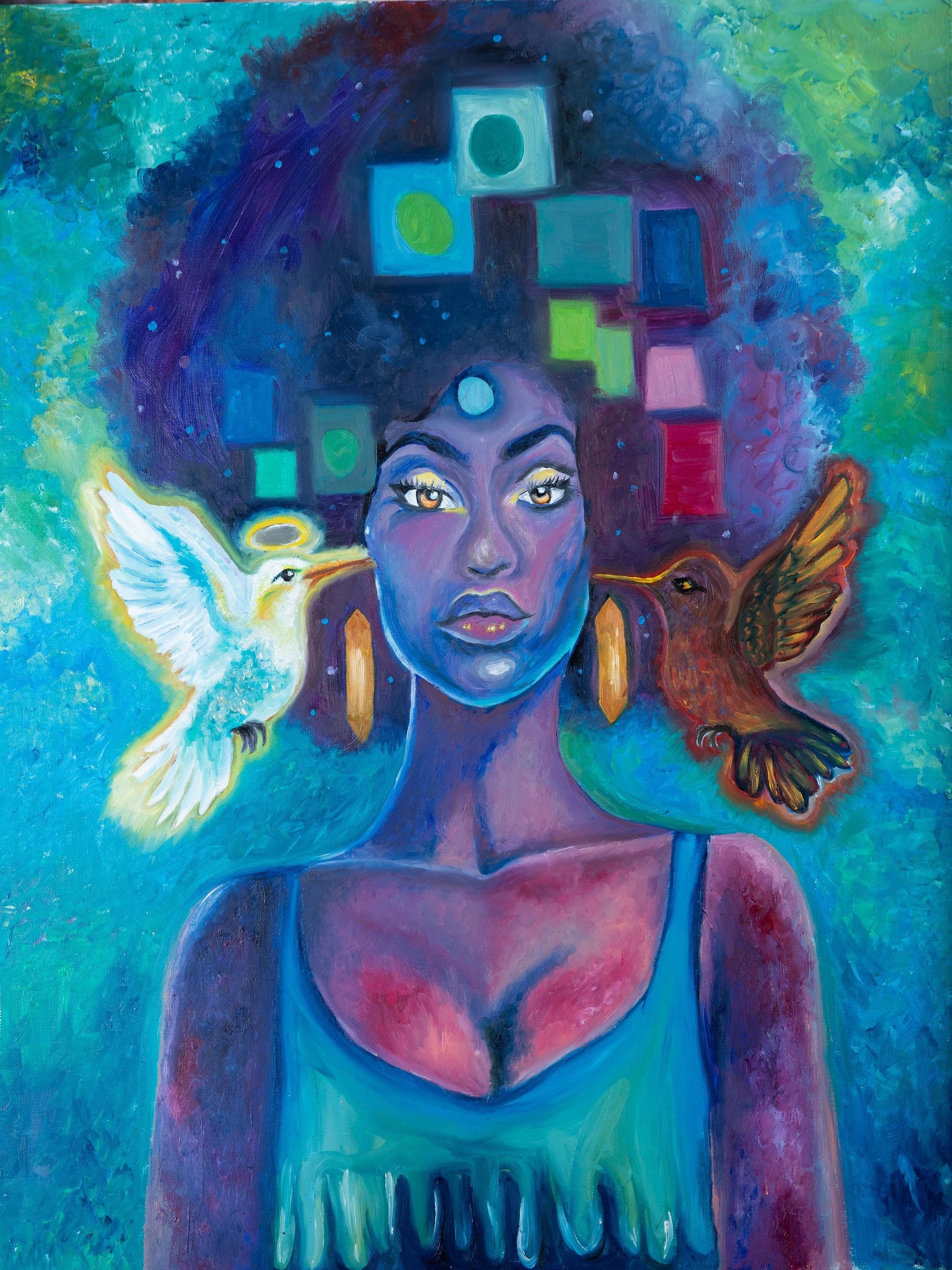 Afrocentric Goddess Art Print | Duality Divine Portrait (Digital Download)
