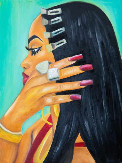 Glam Black Woman Portrait Art Print | Feminine Power (Digital Download)