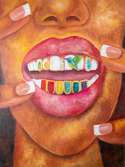 Grillz Lip Art Print | Bold Beauty Portrait (Digital Download)