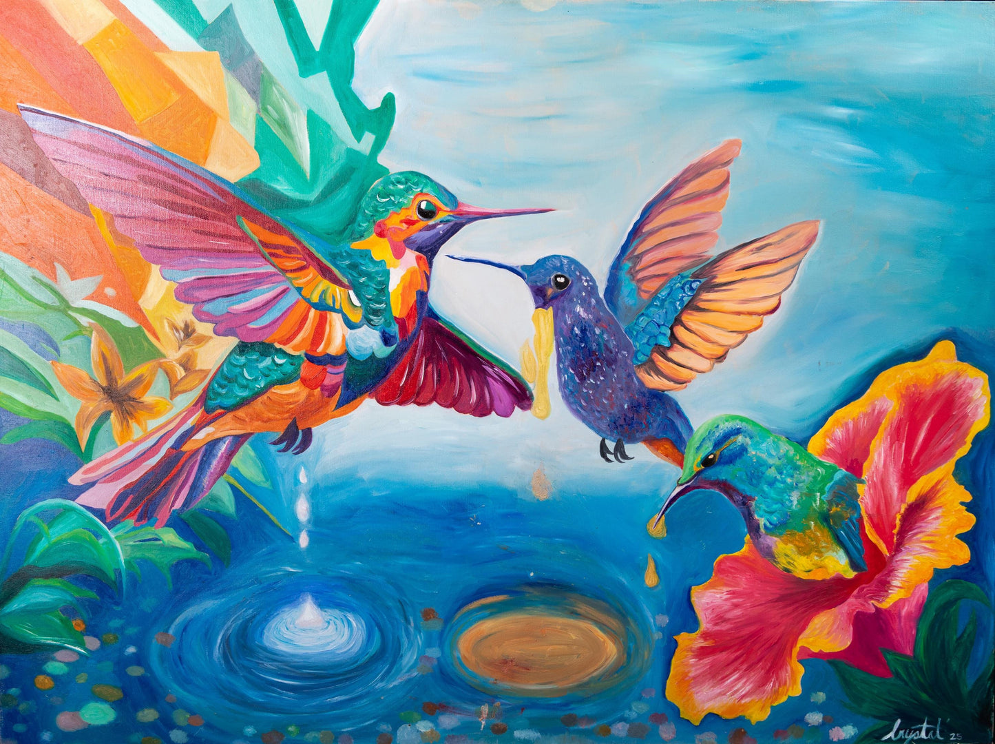 Hummingbird Art Print | Vibrant Nature Painting (Digital Download)