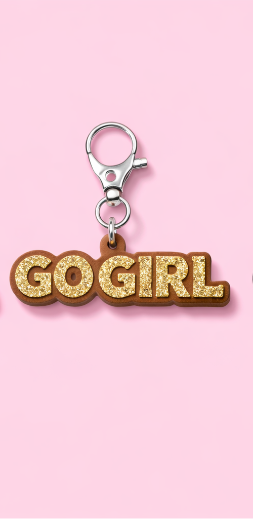 Go Girl Glitter Statement Keychain