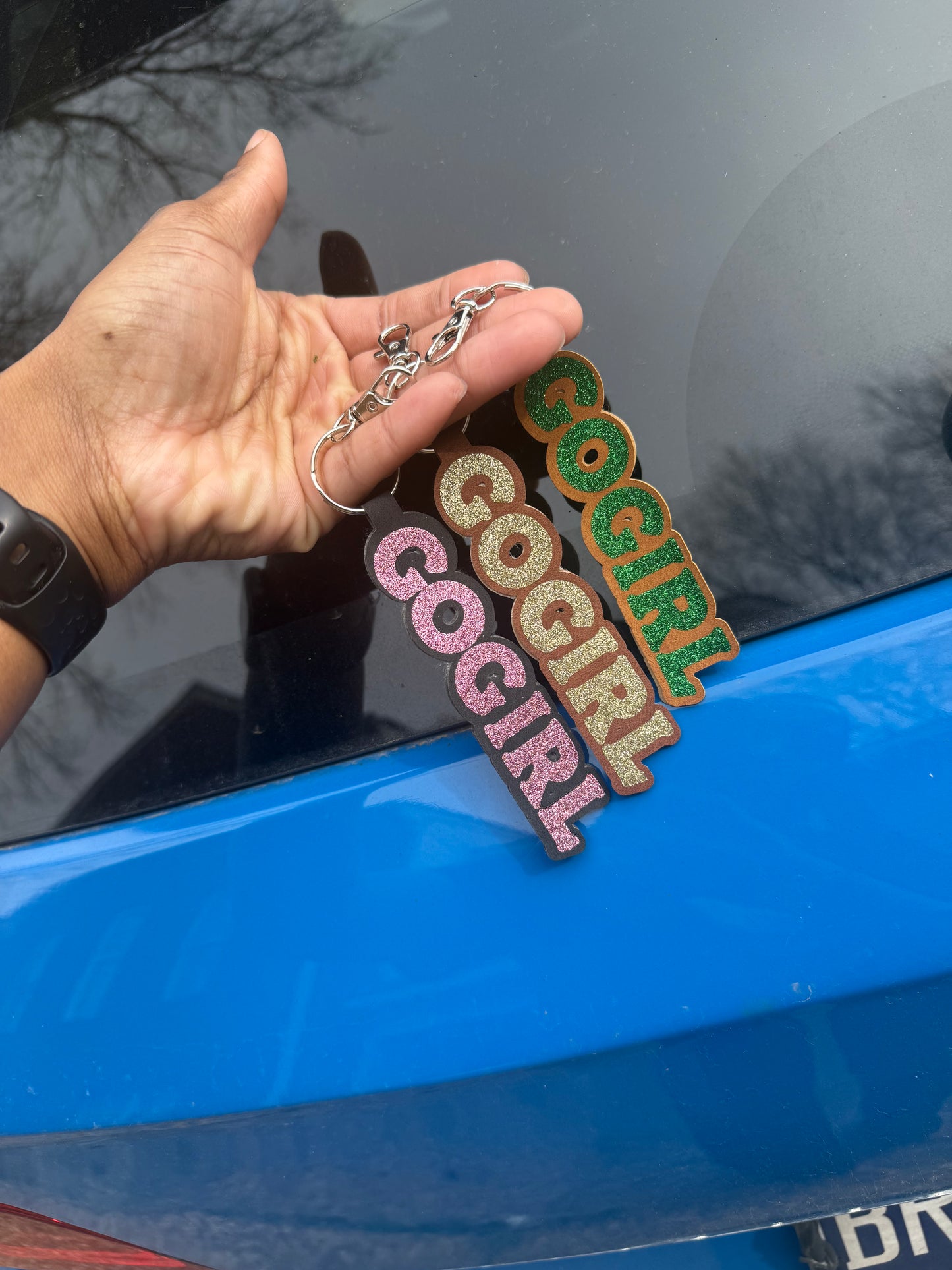 Go Girl Glitter Statement Keychain