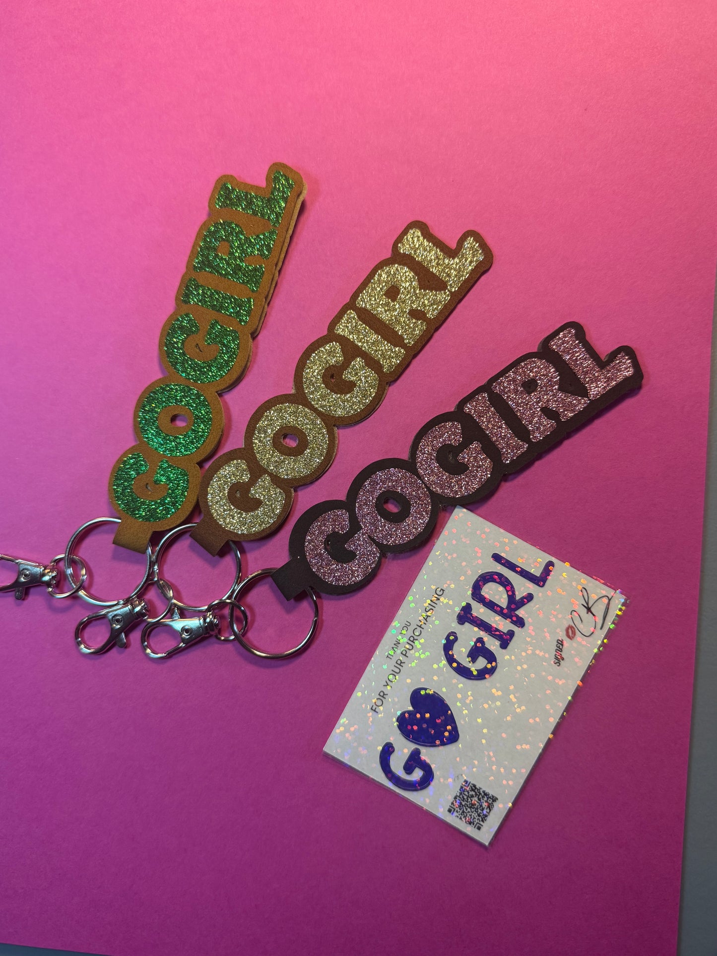 Go Girl Glitter Statement Keychain